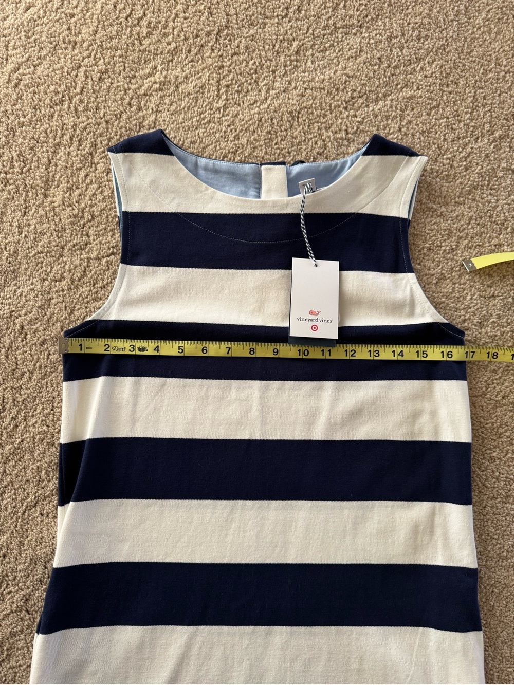NWT Vineyard Vines Navy/White Striped Sleeveless Shift Dress - size S - Picture 8 of 11